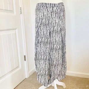 Raya Sun Resort Beachwear Vine Print Wide Leg Open Leg Wrap Cropped Rayon Pant